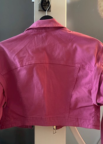 Pembe Fermuarlı Street Wear Kadın Ceket - Görsel 3