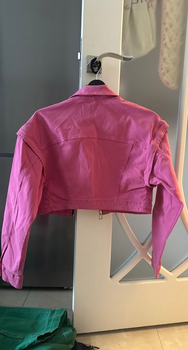 Pembe Fermuarlı Street Wear Kadın Ceket - Görsel 4