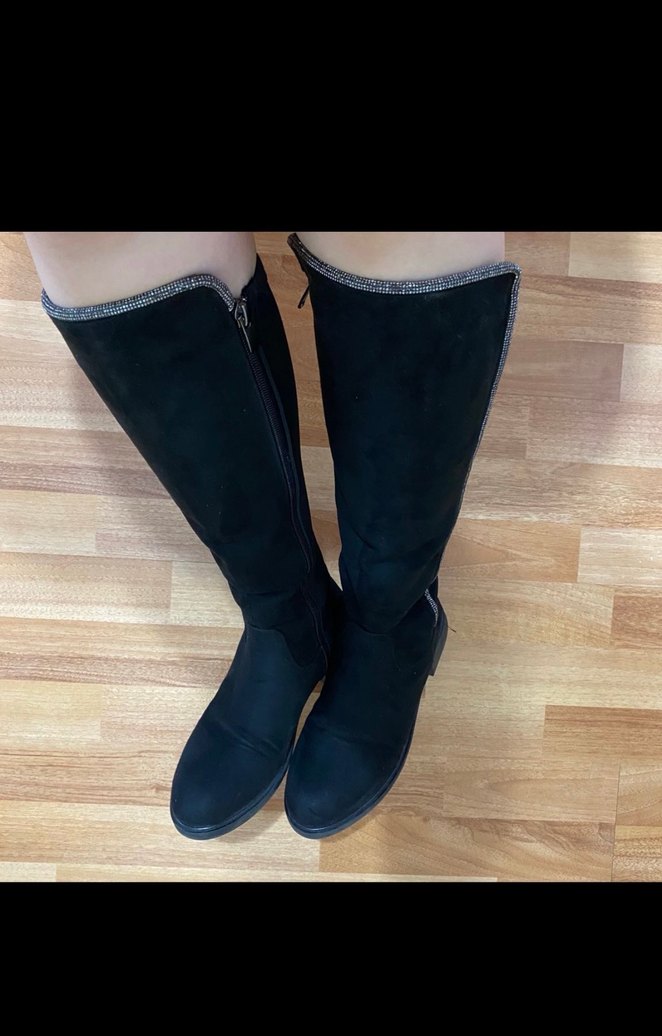 Siyah Süet Çizme 38 numara - Görsel 3