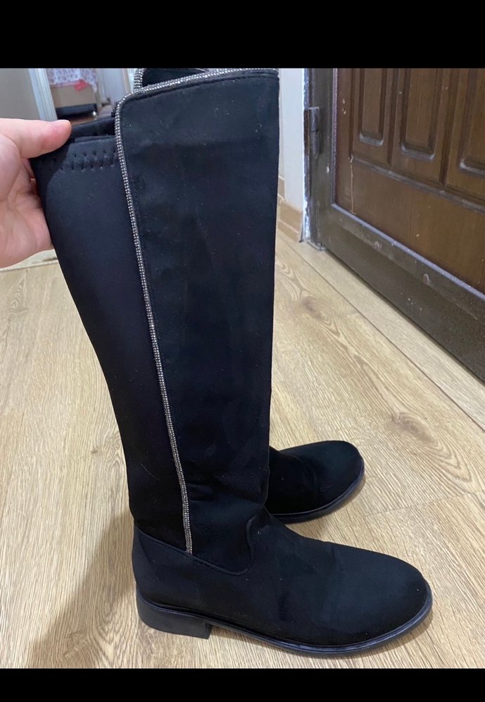 Siyah Süet Çizme 38 numara - Görsel 2