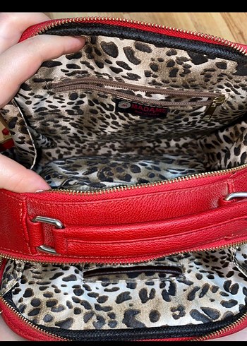 Madame Kırmızı Deri Fermuarlı Kadın Çanta - Görsel 5