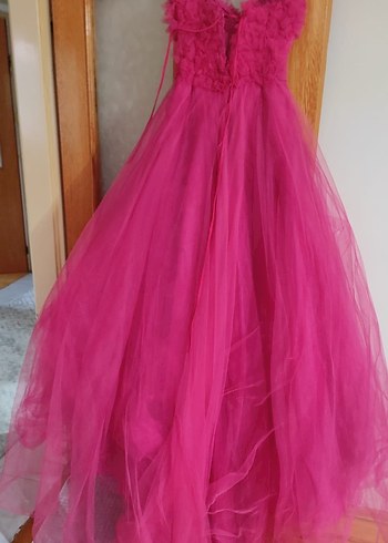 Pembe Straplez Uzun Abiye Elbise - Görsel 2