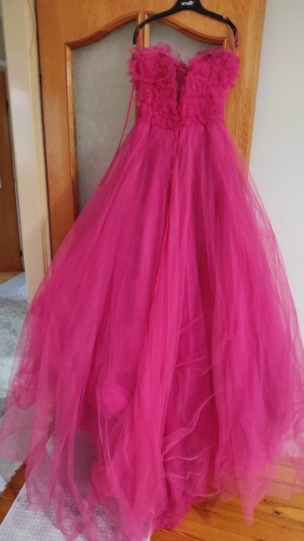 Pembe Straplez Uzun Abiye Elbise - Görsel 2