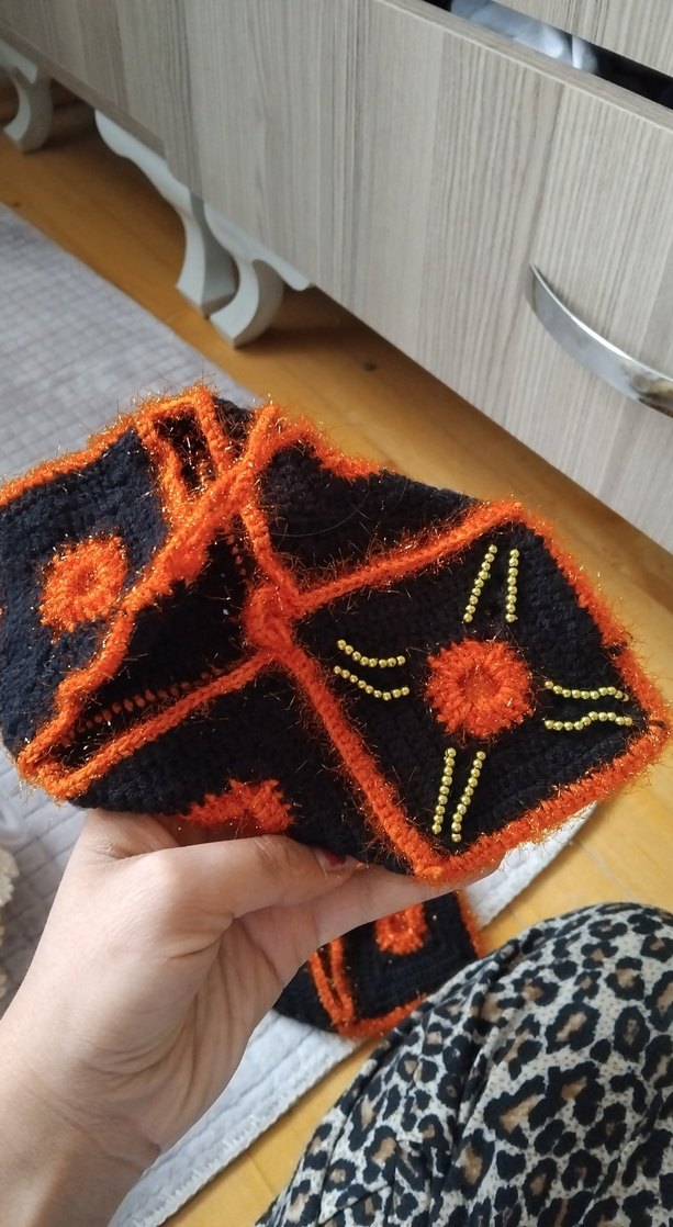 Nakışlı Bohem Örgü Kadın patik - Görsel 2