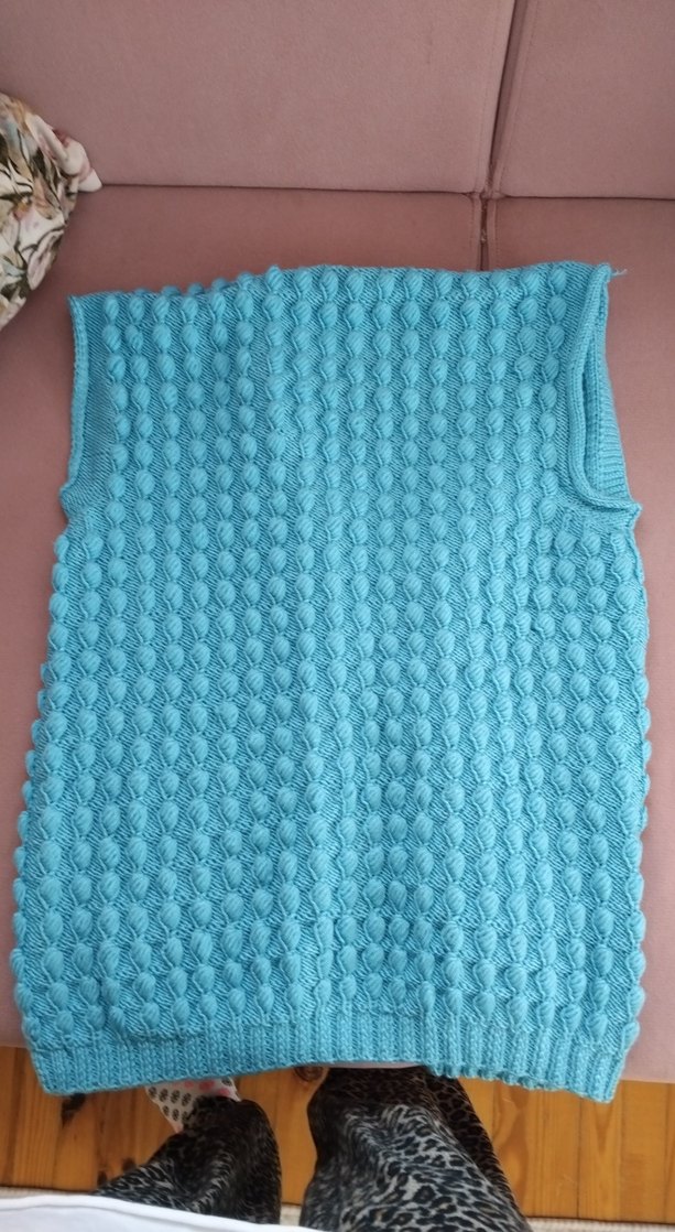 Mavi Örgü Kadın Kolsuz Yelek - Görsel 3