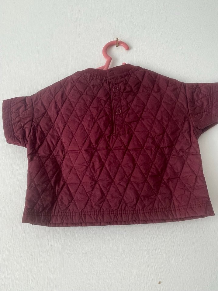 Bordo Kısa Kollu Örgü Kız Sweatshirt - Görsel 2