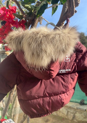 Bordo Kürklü Kapüşonlu Erkek Çocuk Mont - Görsel 5