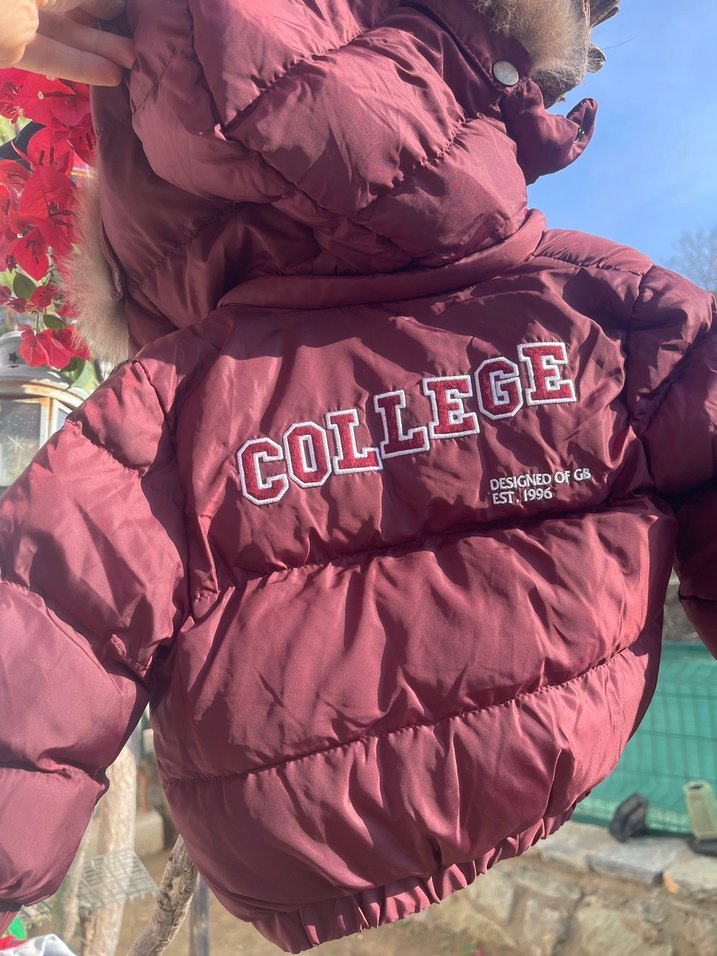 Bordo Kürklü Kapüşonlu Erkek Çocuk Mont - Görsel 4