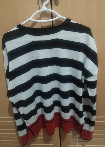 çizgili ince dokuma kazak - Görsel 3