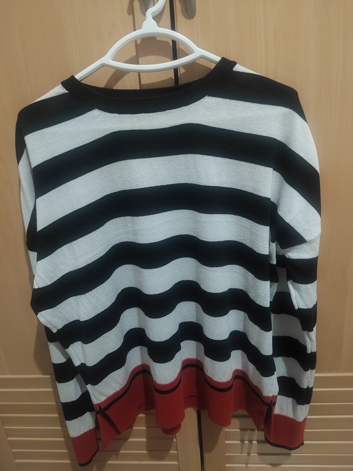 çizgili ince dokuma kazak - Görsel 3