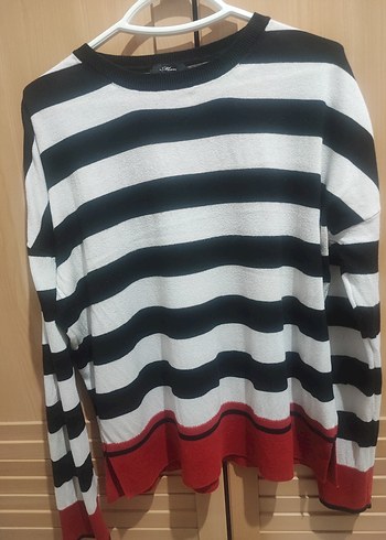 Çizgili, Uzun Kollu Kadın Triko - Görsel 2