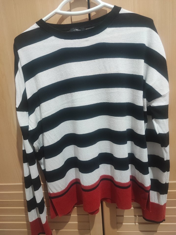 Çizgili, Uzun Kollu Kadın Triko - Görsel 2