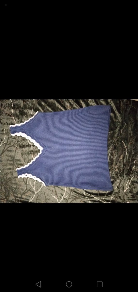 V Yaka Mavi Triko Kadın Yelek - Görsel 2