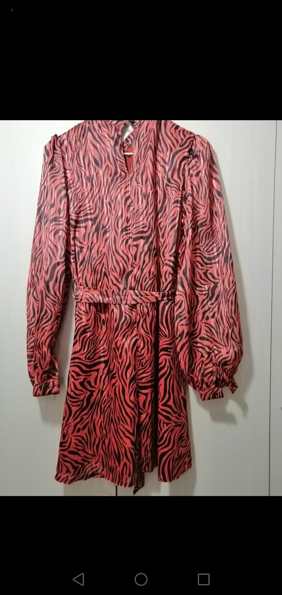 Renkli Zebra Desenli Kadın Uzun Kollu Elbise - Görsel 2