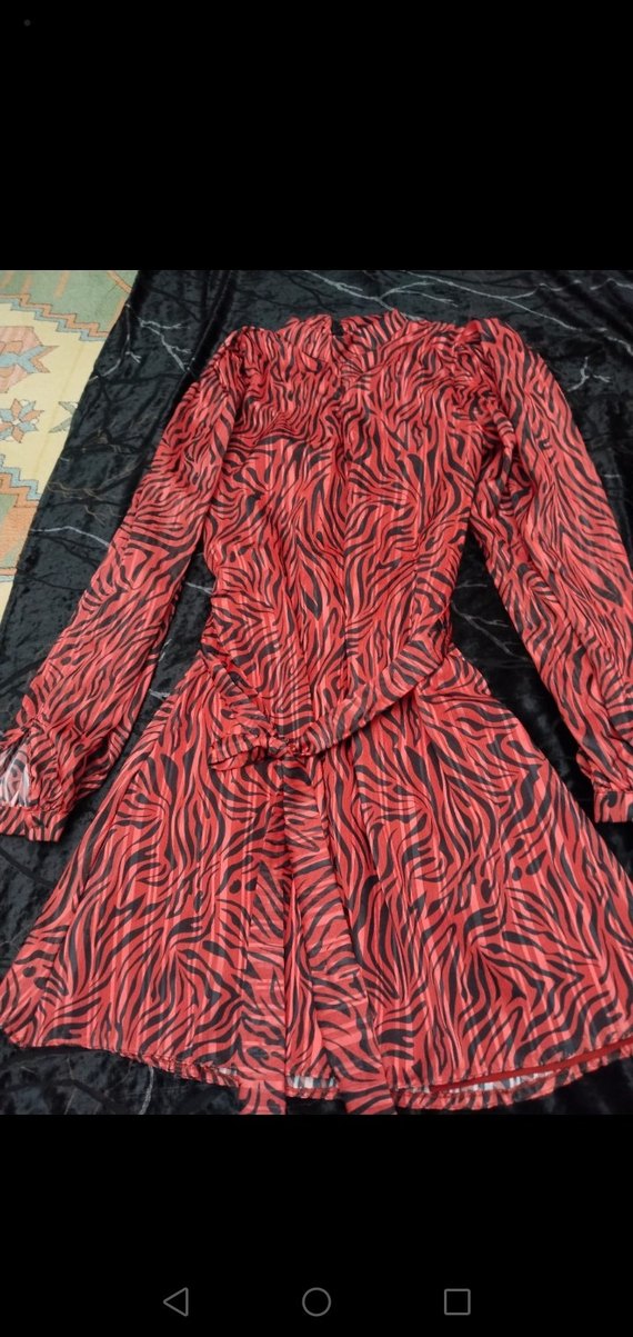 Renkli Zebra Desenli Kadın Uzun Kollu Elbise - Görsel 3