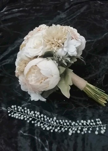 Boncuklu Beyaz Saç Aksesuarı - Görsel 2