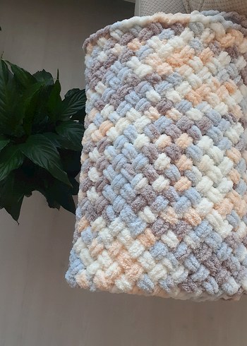 Pastel Bağlamalı Desenli Örgü Çocuk Battaniyesi - Görsel 2