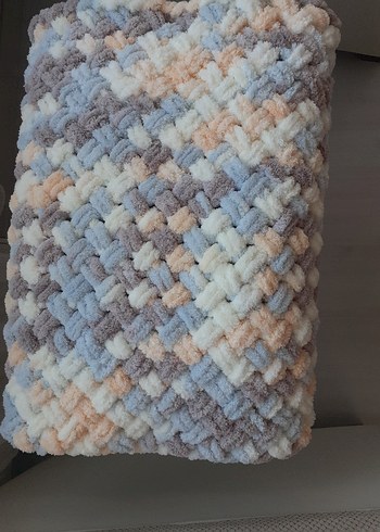 Pastel Bağlamalı Desenli Örgü Çocuk Battaniyesi - Görsel 3