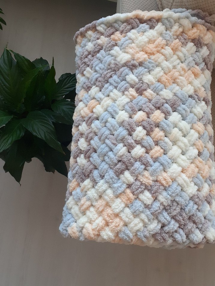 Pastel Bağlamalı Desenli Örgü Çocuk Battaniyesi - Görsel 2