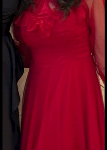 Kırmızı Uzun Abiye Elbise - Görsel 2