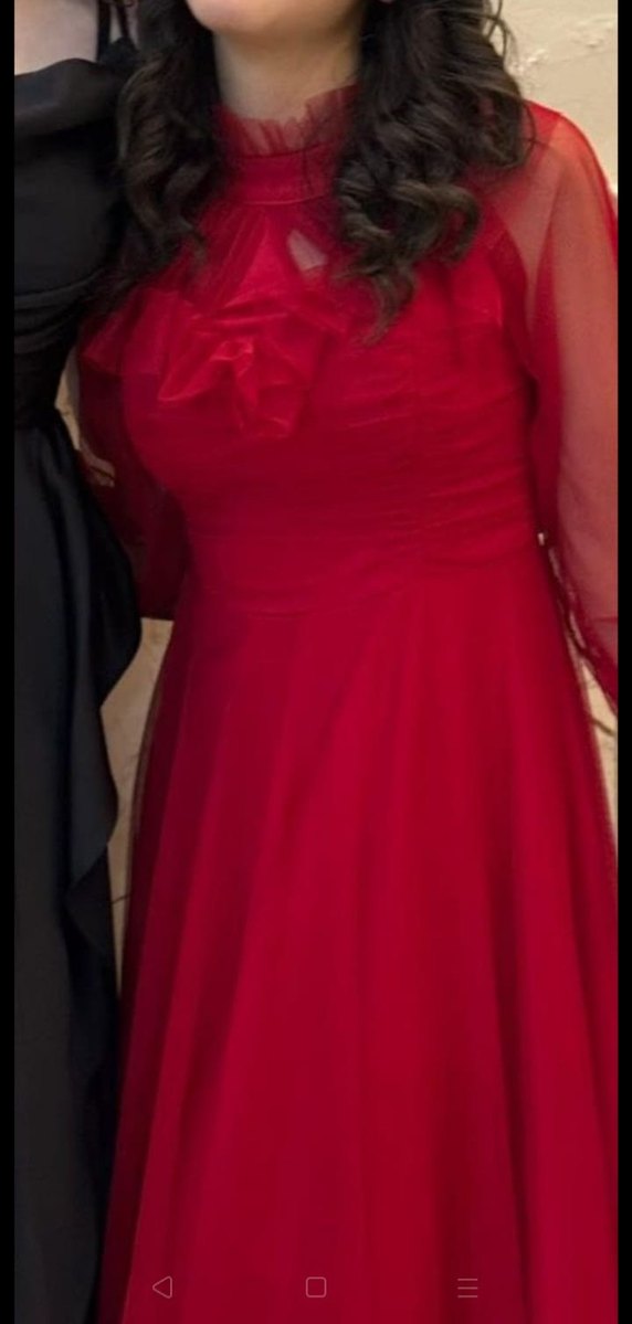 Kırmızı Uzun Abiye Elbise - Görsel 2