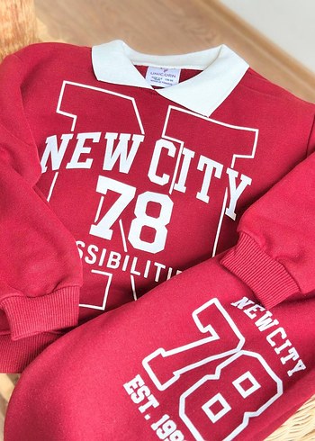 Bordo Kız Çocuk Sweatshirt ve Eşofman Takımı - Görsel 3