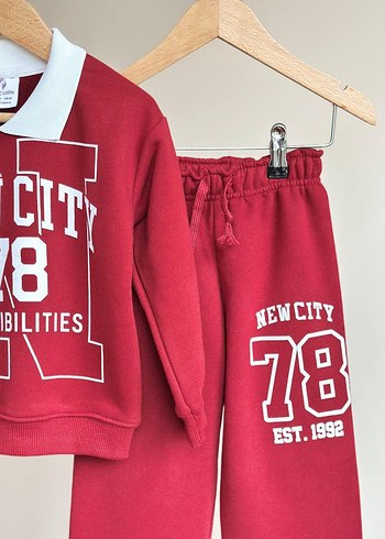 Bordo Kız Çocuk Sweatshirt ve Eşofman Takımı - Görsel 2