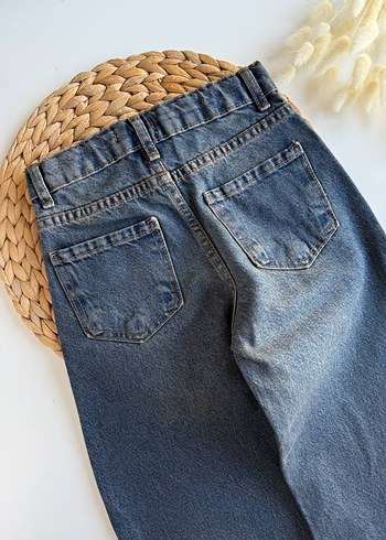 Kız Çocuk Gri Bol Kesim Denim Pantolon - Görsel 2