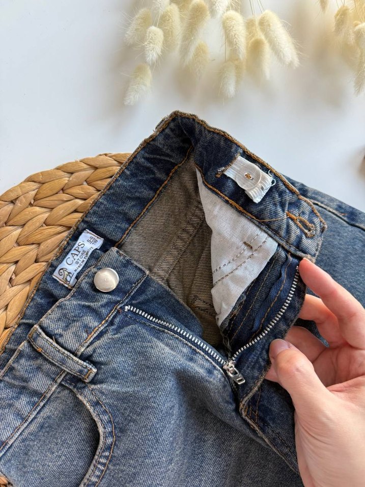 Kız Çocuk Gri Bol Kesim Denim Pantolon - Görsel 5