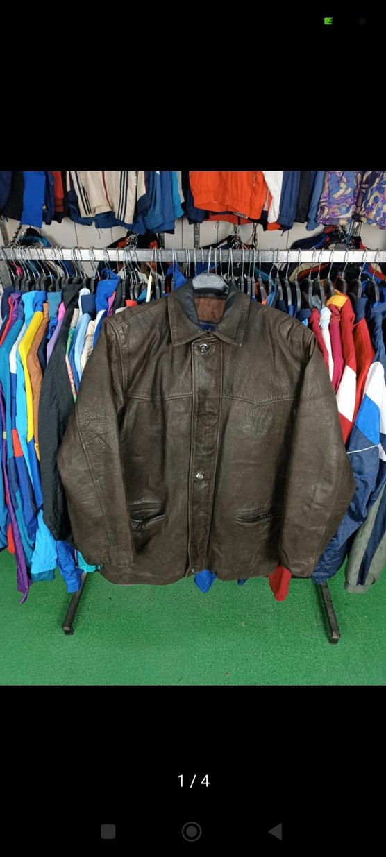 Düğmeli Kahverengi Deri  Ceket - Görsel 4