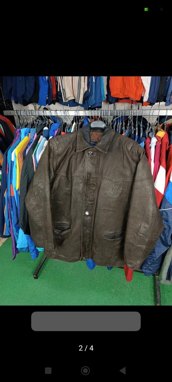 Düğmeli Kahverengi Deri  Ceket - Görsel 2