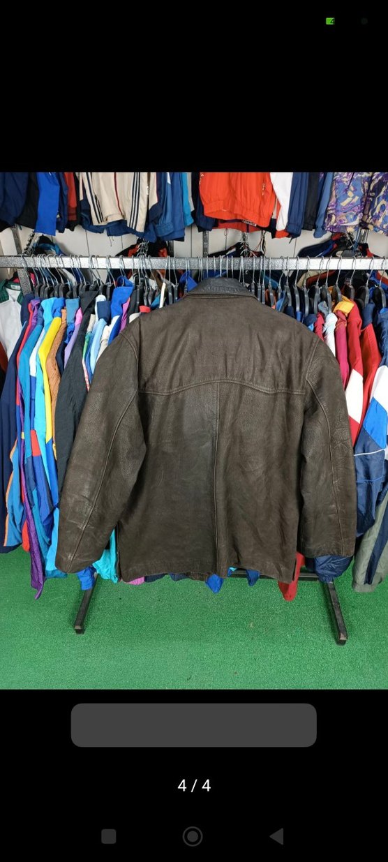 Düğmeli Kahverengi Deri  Ceket - Görsel 3