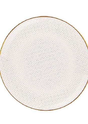 8 parça Altın Kenarlı Beyaz Cam Tabak Seti - Görsel 3