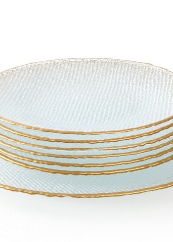 8 parça Altın Kenarlı Beyaz Cam Tabak Seti - Görsel 2