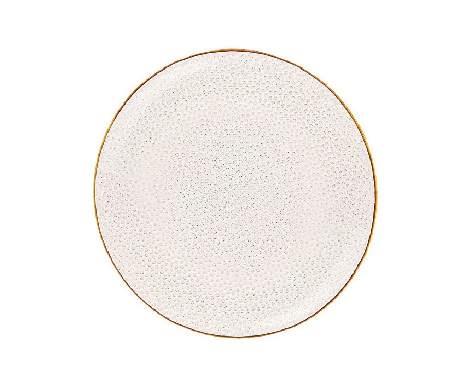 8 parça Altın Kenarlı Beyaz Cam Tabak Seti - Görsel 3
