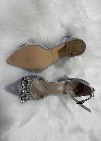 Gri Taşli Kadın Topuklu Abiye Ayakkabı - Görsel 3