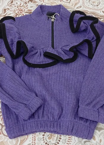 Mor fitilli Uzun Kollu Kız Bebek Takımı - Görsel 2