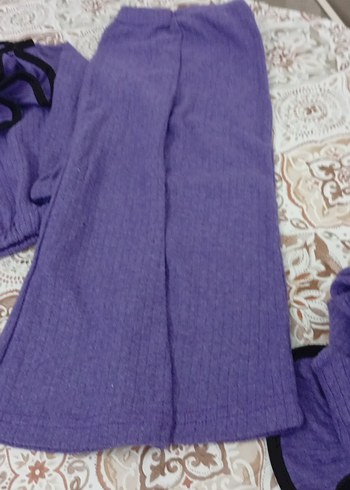 Mor fitilli Uzun Kollu Kız Bebek Takımı - Görsel 3