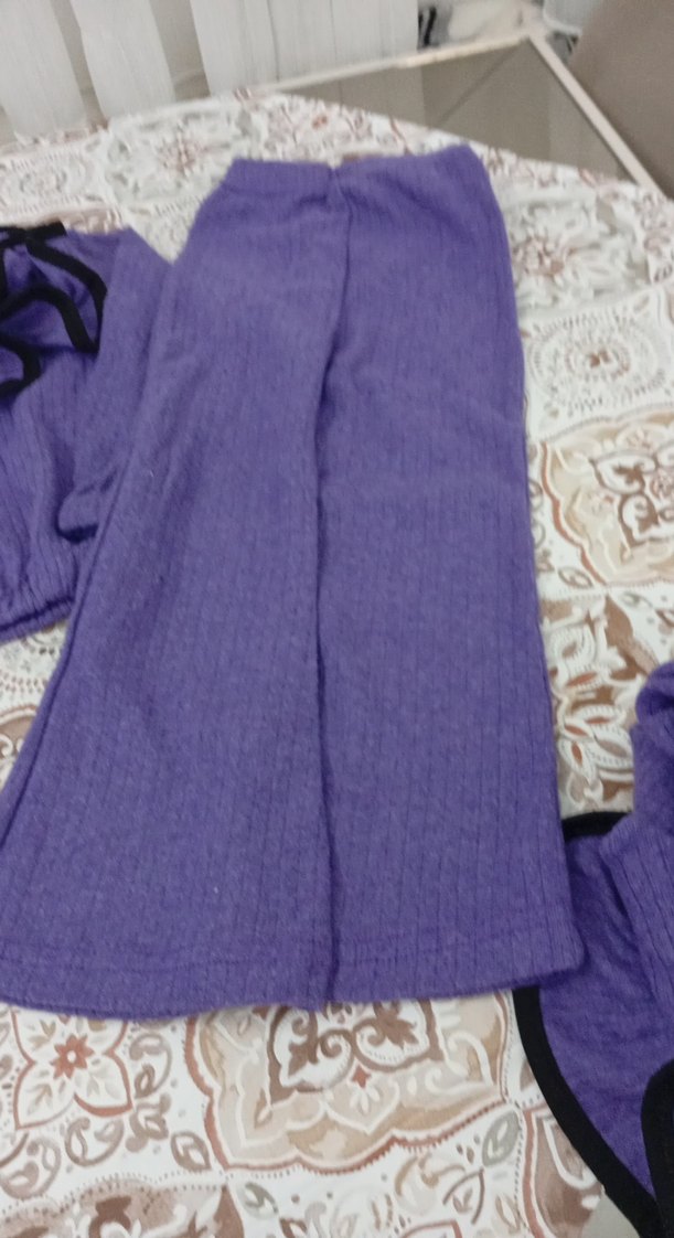 Mor fitilli Uzun Kollu Kız Bebek Takımı - Görsel 3