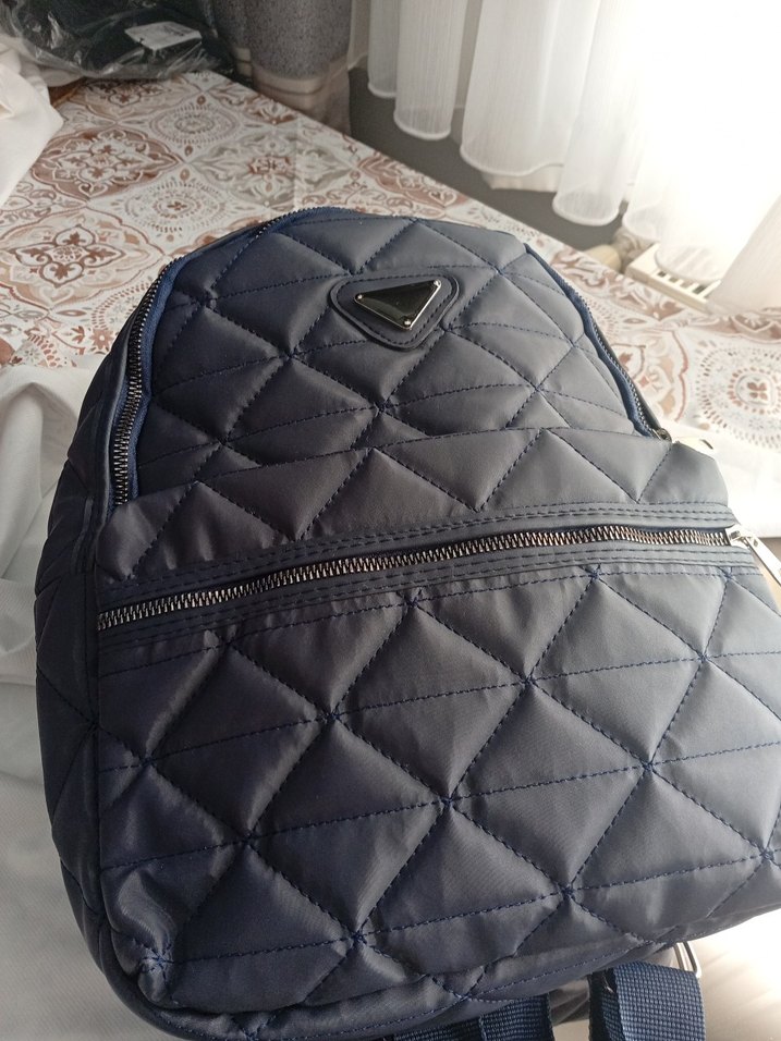 lacivert Yılan Desenli Kadın Sırt Çantası ışıktan dola - Görsel 4