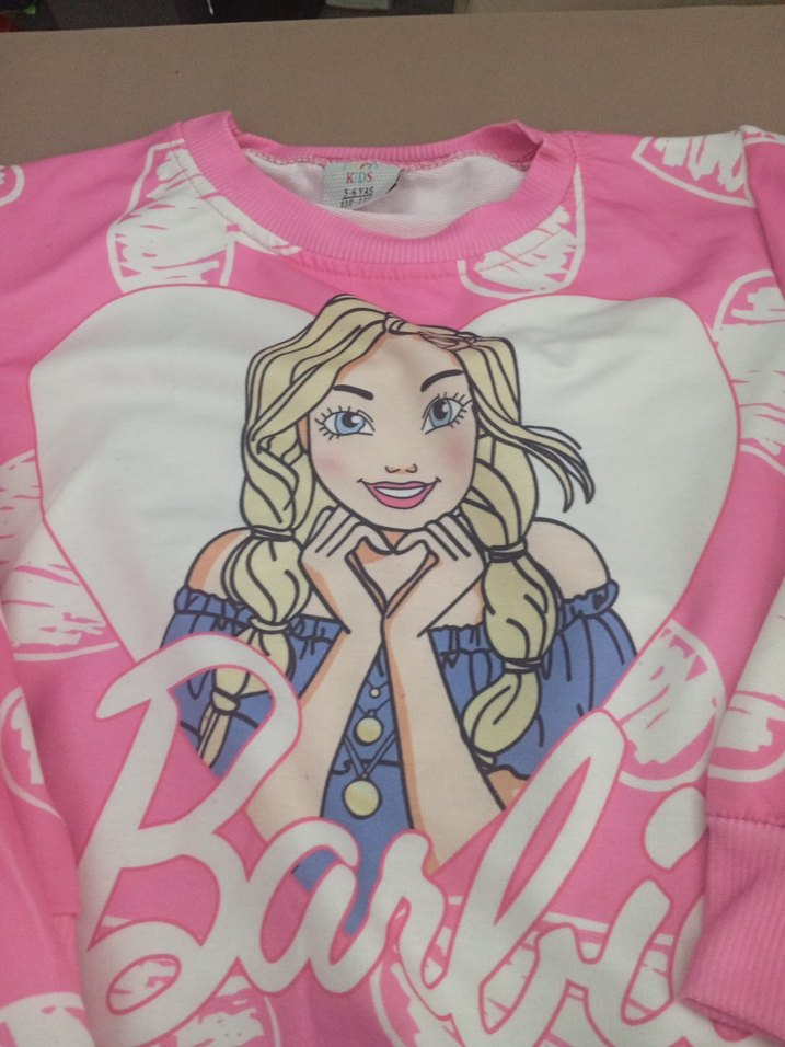 Pembe Barbie Baskılı Kız Eşofman Takımı - Görsel 4