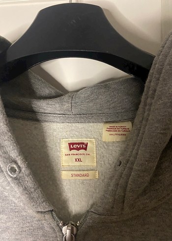 Levis Gri Fermuarlı Erkek Sweatshirt Kapüşonlu - Görsel 4