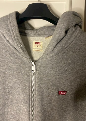 Levis Gri Fermuarlı Erkek Sweatshirt Kapüşonlu - Görsel 3