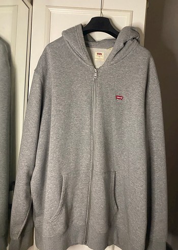 Levis Gri Fermuarlı Erkek Sweatshirt Kapüşonlu - Görsel 2