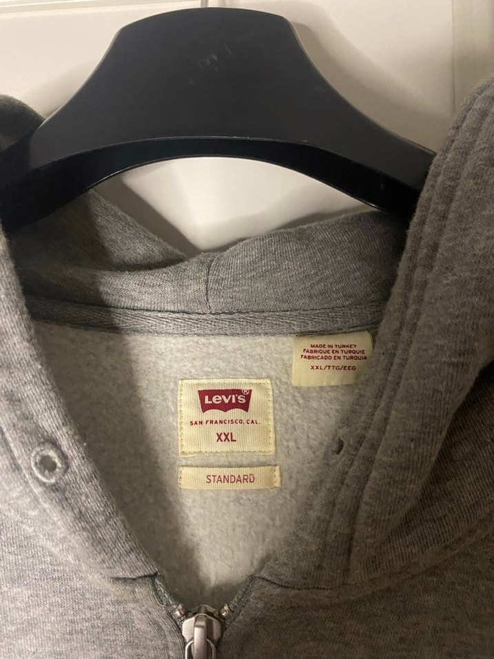 Levis Gri Fermuarlı Erkek Sweatshirt Kapüşonlu - Görsel 4