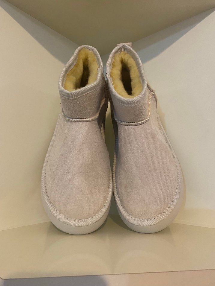 Ugg Bej Süet Dolgu Topuk Kadın Bot Midi Platform - Görsel 2