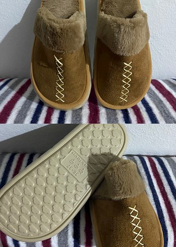 Kahverengi Kürklü Kadın Ev Terliği - Görsel 3