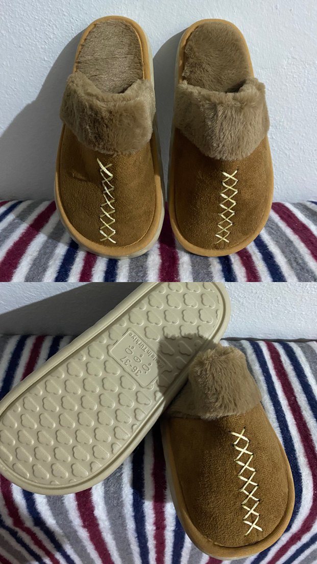 Kahverengi Kürklü Kadın Ev Terliği - Görsel 3