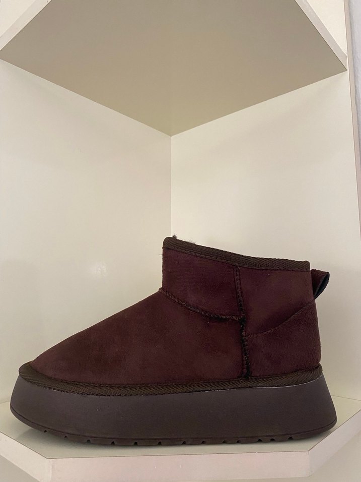 Kahverengi Süet Kadın Dolgu Topuk Ugg Bot - Görsel 2