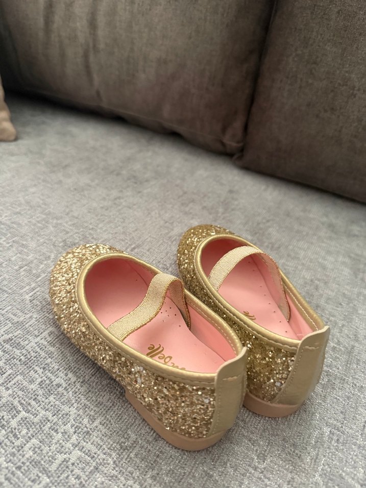 Kız Çocuk Parlak Altın Simli Babet - Görsel 5